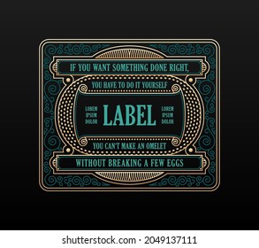 Vintage label and card. Calligraphic frame design