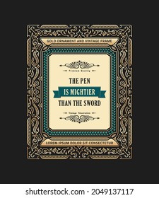 Vintage label and card. Calligraphic frame design