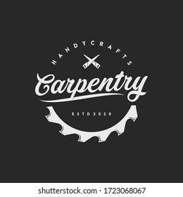 vintage label and carpentry logo, icon and template