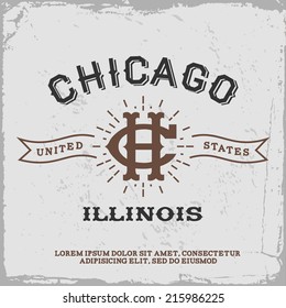 vintage label with Chicago monogram ( T-Shirt Print )