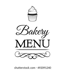 vintage label with chocolate cupcake. filigree frame.