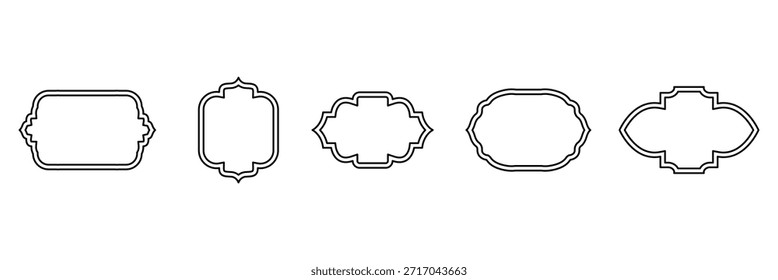 colección de etiquetas Antiguas con marcos ornamentados y siluetas elegantes. Formas decorativas de la insignia para el empaquetado del producto. eps 10