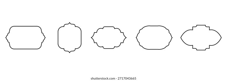colección de etiquetas Antiguas con marcos ornamentados y siluetas elegantes. Formas decorativas de la insignia para el empaquetado del producto. eps 10