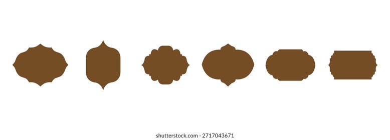 colección de etiquetas Antiguas con marcos ornamentados y siluetas elegantes. Formas decorativas de la insignia para el empaquetado del producto. eps 10