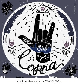 Vintage Label, corna Style.Retro Hard rock poster. Typography vector Elements.