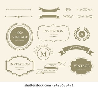 Vintage label and decoration frames collection. Retro classic badge. vector illustration	