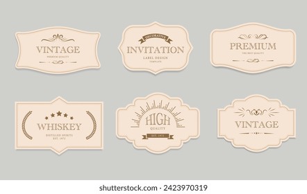 Vintage label and decoration frames collection. Retro classic badge. vector illustration