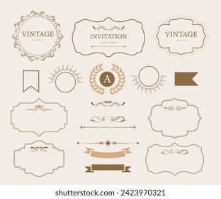 Vintage label and decoration frames collection. Retro classic badge. vector illustration