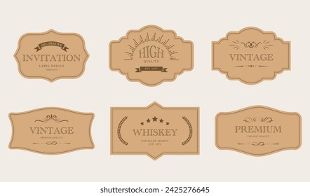 Vintage label and decoration frames collection. Retro classic badge. vector illustration