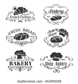 Vintage Label Decorative Bakery and bread. Vector Design Elements for brochures, banner, logo ,restaurant menu and market . 
