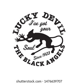 Vintage label Demon logo template. Vector illustration.