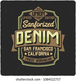 Vintage label design with lettering composition on dark background. T-shirt design.