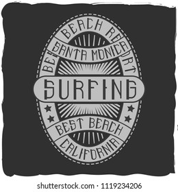 Vintage label design with lettering composition on dark background. T-shirt design.