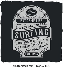 Vintage label design with lettering composition on dark background. T-shirt design.