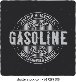 Vintage label design with lettering composition on dark background.