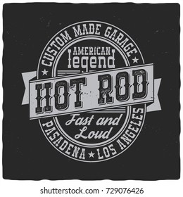 Vintage label design with lettering composition on dark background. T-shirt design.