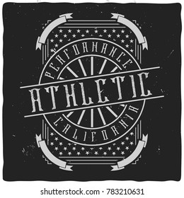 Vintage label design with lettering composition on dark background. T-shirt design.