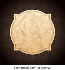 Vintage Label Design Old Crumpled Paper Texture and Ornament Pattern Vector Background