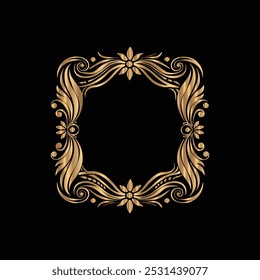 Vintage label design template. Luxury golden emblem with floral ornament.