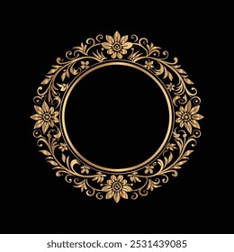 Vintage label design template. Luxury golden emblem with floral ornament.