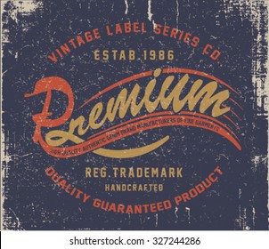 Vintage Label Design for t-shirt with old effect