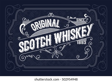 Vintage label design for Whiskey and Wine label, Restaurant banner, Beer label. Vector illustration
