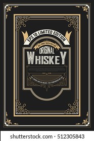 Vintage label design for Whiskey and Wine label, Restaurant banner, Beer label. Vector illustration