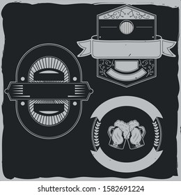 Vintage label designs with lettering composition on dark background. T-shirt designs. Set of labels.