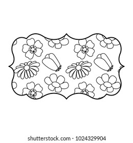 vintage label with differents flowers spring theme