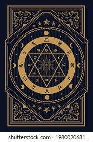 Vintage label Divine magic occult symbolism occultism vector