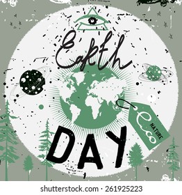 Vintage Label, Earth Day Style. Typography vector Elements.