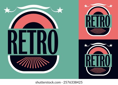 vintage label with a label, Editable Retro Style Typography with Star Elements