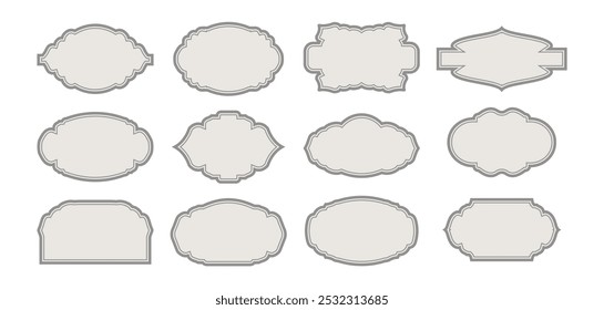 Conjunto de etiquetas o emblemas de Antiguas. Elementos de borde o marco