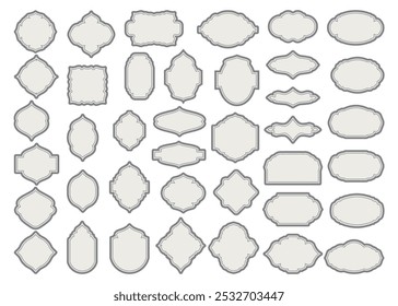 Conjunto de etiquetas o emblemas de Antiguas para frascos o botellas, Elementos de borde o marco