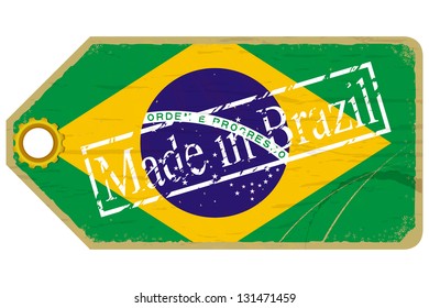 Vintage label with the flag of  Brazil