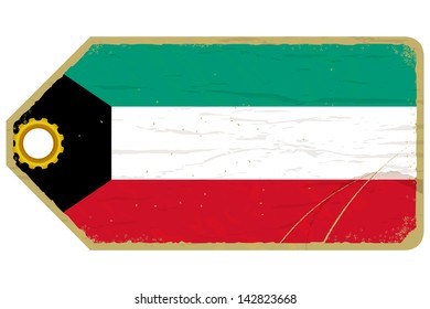 Vintage label with the flag of Kuwait