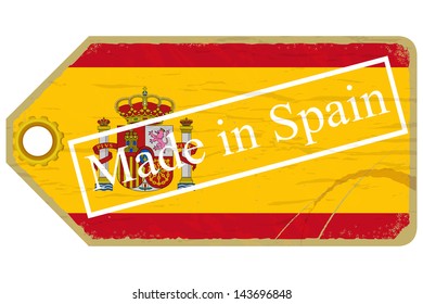 Vintage label with the flag of  Spain