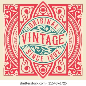 Vintage label with floral details