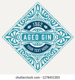 Vintage label with floral elements