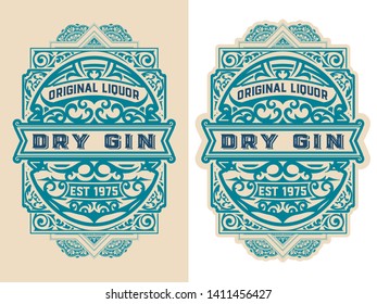 Vintage label with floral elements