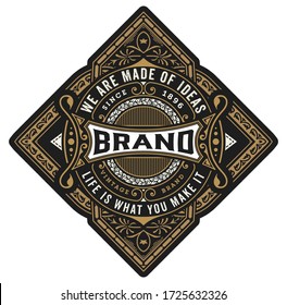 Vintage label with floral elements