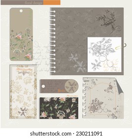 vintage label with floral pattern