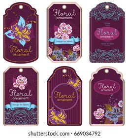 Vintage label with flower.