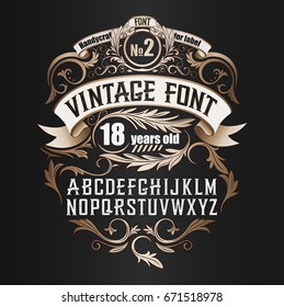 Vintage Label Font. Cognac Label Style.