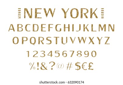 Vintage Label Font with decorative shadow. Retro alphabet with decorative elements