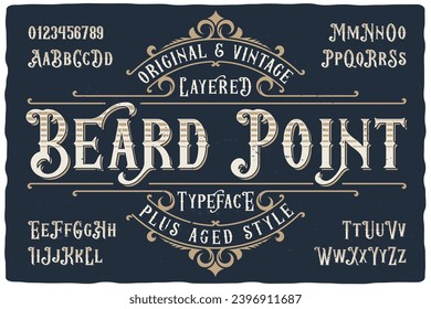 Vintage label font named Beard Point. Original typeface for any your design like posters, t-shirts, logo, labels etc.