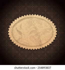 Vintage Label frame design old crumpled paper texture and ornament pattern vector background