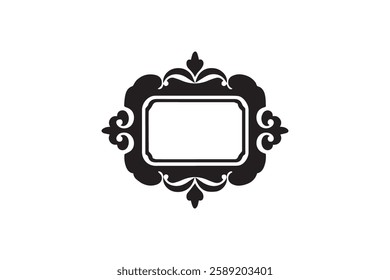 Vintage label frame icon vector silhouette isolated in white background