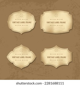 vintage label frame set, sepia texture vintage vector sticker, old gold texture foil background. papyrus scroll, Paper Americana,  ornate, decorative vintage texture, element