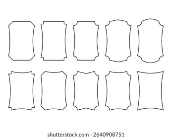 Vintage Label Frames Vector Set. A collection of 10 vintage-style label frames in black outline. These decorative retro frames are ideal for product packaging, logo templates, invitations, or sticker.